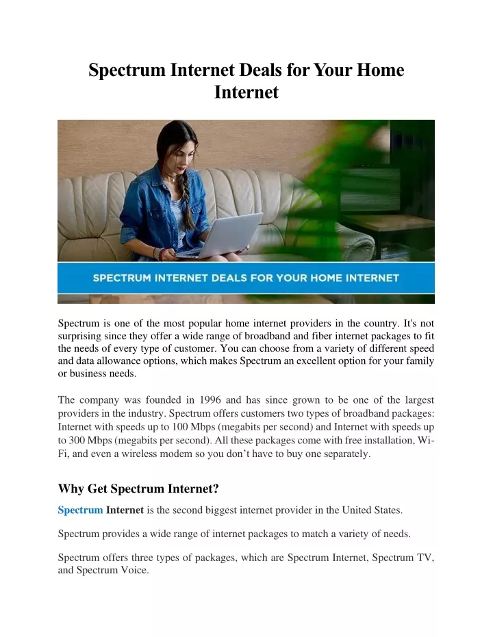 spectrum internet deals for your home internet