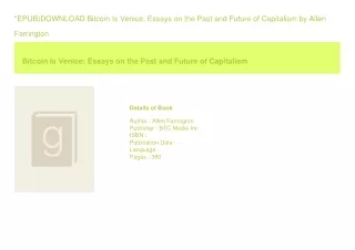 *EPUB)DOWNLOAD Bitcoin Is Venice Essays on the Past and Future of Capitalism