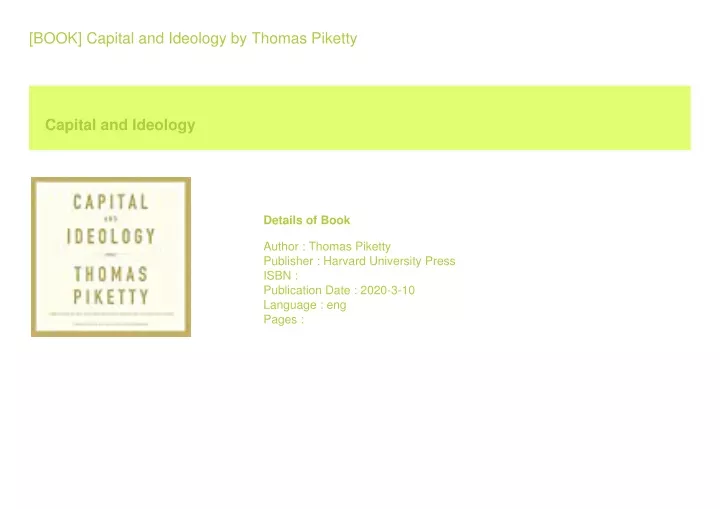 book capital and ideology by thomas piketty