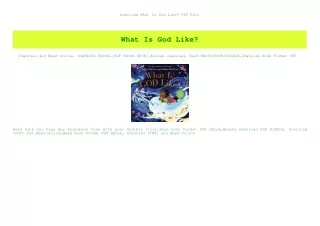 Download What Is God Like PDF Full