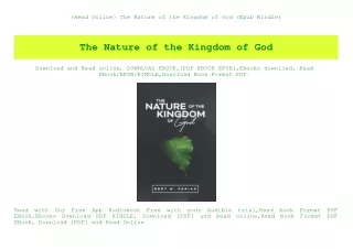 {Read Online} The Nature of the Kingdom of God (Epub Kindle)