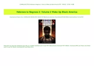 DOWNLOAD EPUB Hebrews to Negroes 2 Volume 2 Wake Up Black America PDF - KINDLE - EPUB - MOBI