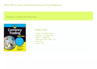 BEST PDF Currency Trading for Dummies  by Paul Mladjenovic