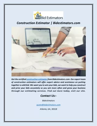 Construction Estimator | Bidestimators.com