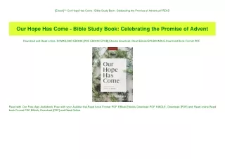 [Ebook]^^ Our Hope Has Come - Bible Study Book Celebrating the Promise of Advent pdf READ