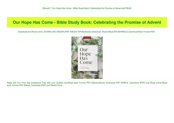 ebook our hope has come bible study book