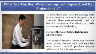What Are The Best Water Testing Techniques Used By Professionals