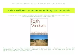 Download [epub]$$ Faith Walkers A Guide To Walking Out On Faith PDF
