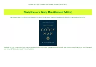 [DOWNLOAD^^][PDF] Disciplines of a Godly Man (Updated Edition) Full PDF