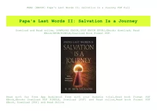 READ [EBOOK] Papa's Last Words II Salvation Is a Journey PDF Full