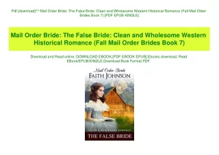 Pdf [download]^^ Mail Order Bride The False Bride Clean and Wholesome Western Historical Romance (Fall Mail Order Brides