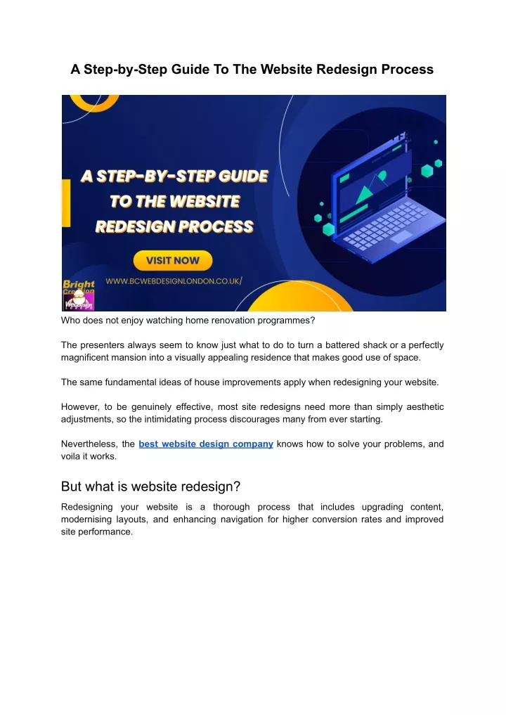 a step by step guide to the website redesign