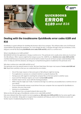 Quick Solution to Fix QuickBooks enterprise errors 6189 and 816