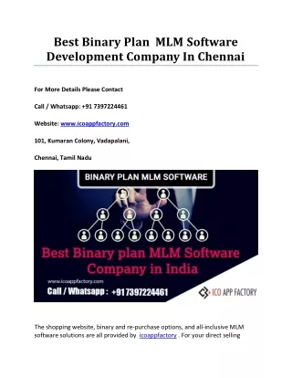 best binary plan mlm software development company