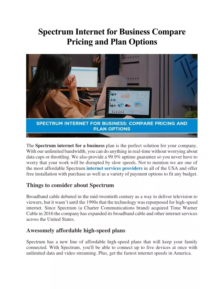 spectrum internet for business compare pricing