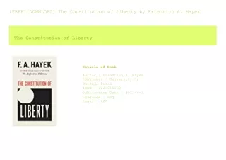 [FREE][DOWNLOAD] The Constitution of Liberty  by Friedrich A. Hayek