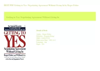 BEST PDF Getting to Yes Negotiating Agreement Without Giving In  by Roger Fi