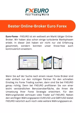 Bester Online-Broker Euro Forex