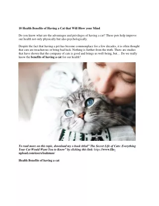 10 Health Benefits of Having a Cat that Will Blow your Mind