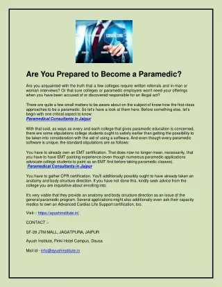 Are You Prepared to Become a Paramedic (1)