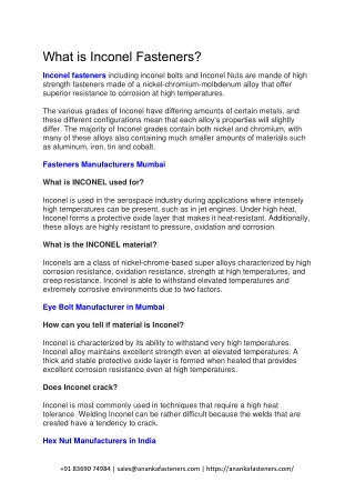 what is inconel fasteners