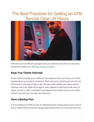 the best practices for getting an atm service
