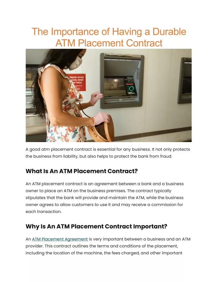 the importance of having a durable atm placement