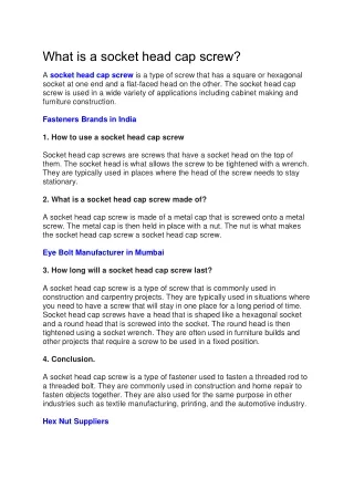 what is a socket head cap screw