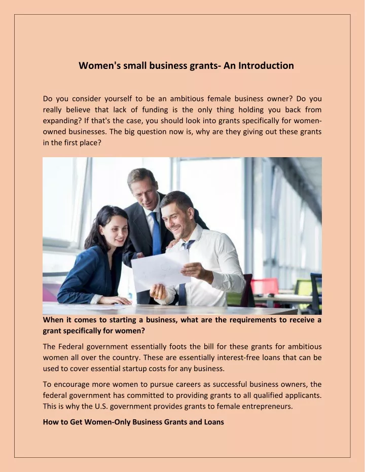 women s small business grants an introduction