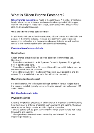 what is silicon bronze fasteners