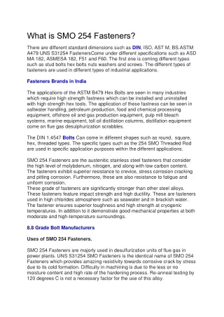 what is smo 254 fasteners