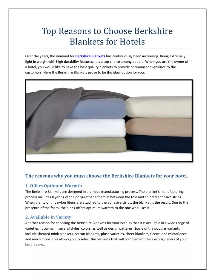 top reasons to choose berkshire blankets