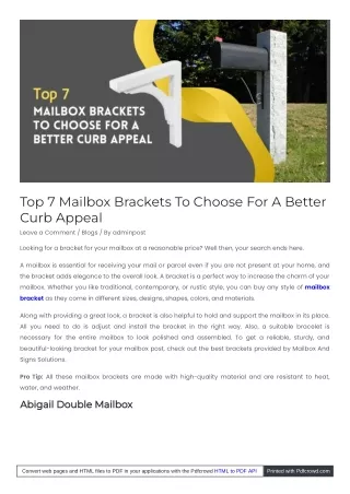 Top 7 Mailbox Brackets To Choose For A Better Curb Appeal