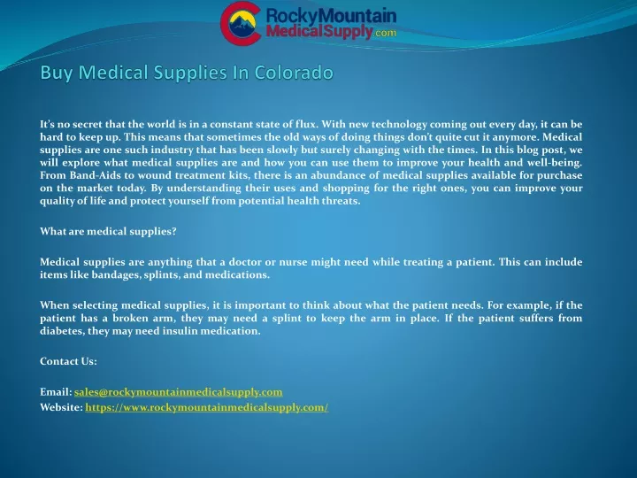 buy medical supplies in colorado