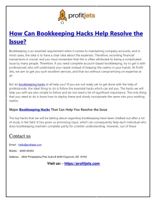 Profitjets Bookkeeping Hacks