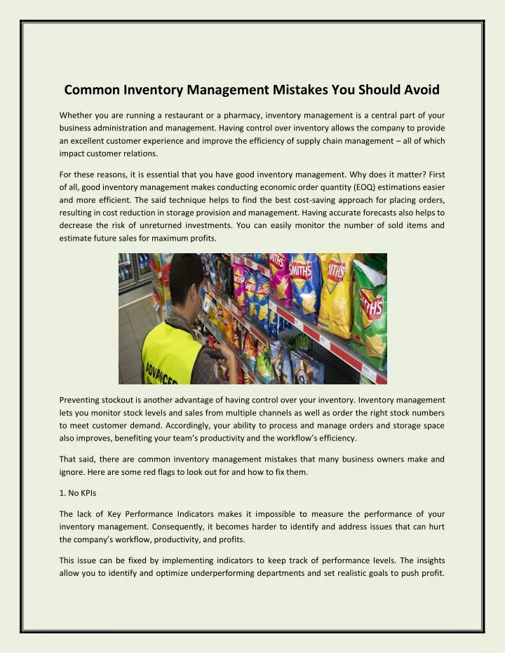 common inventory management mistakes you should