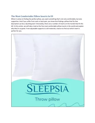 the most comfortable pillow inserts in us when