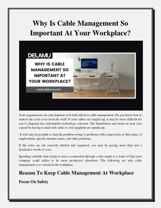 why is cable management so important at your