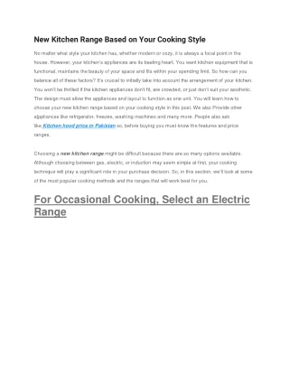 new kitchen range based on your cooking style