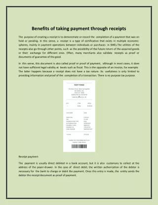 benefits of taking payment through receipts