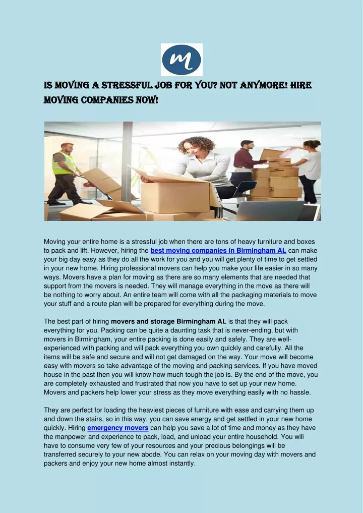 is moving a stressful job for you not anymore