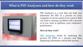 What is PID Analysers and how do they work