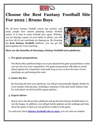 Choose the Best Fantasy Football Site For 2022 | Bruno Boys