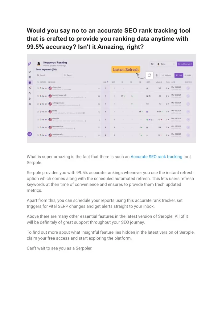 PPT Accurate SEO Rank Tracking Tool PowerPoint Presentation, free
