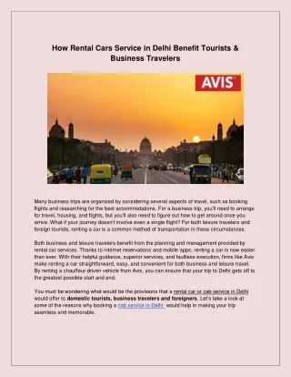 Rental Car Benefit Tourists & Business Travelers in Delhi