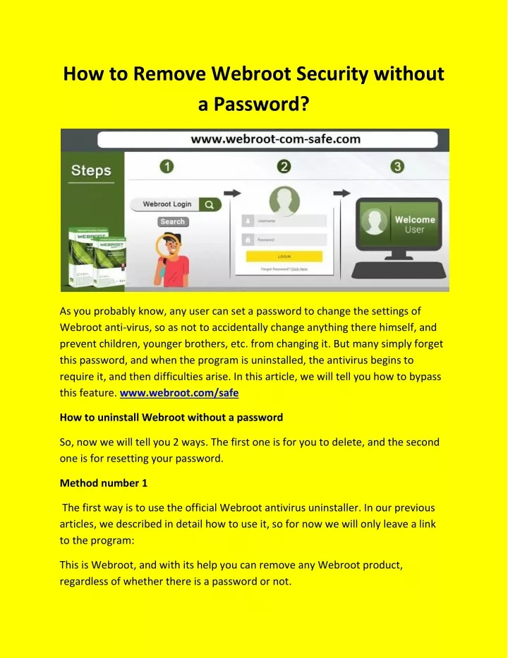 how to remove webroot security without a password