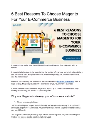 6 best reasons to choose magento for your