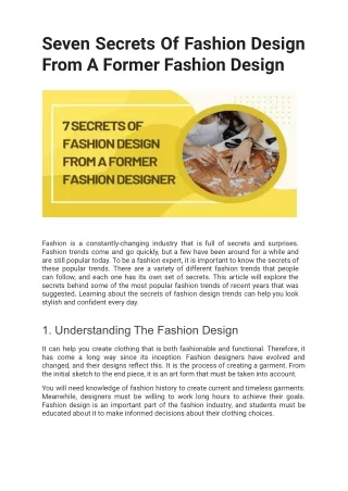 Seven Secrets Of Fashion Design From A Former Fashion Design