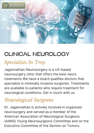 Clinical Neurology Specialists Services In Troy | Jagannathan Neurosurgery