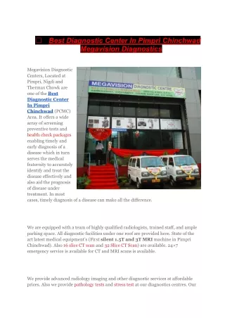 Best Diagnostic Center In Pimpri Chinchwad Megavision Diagnostics